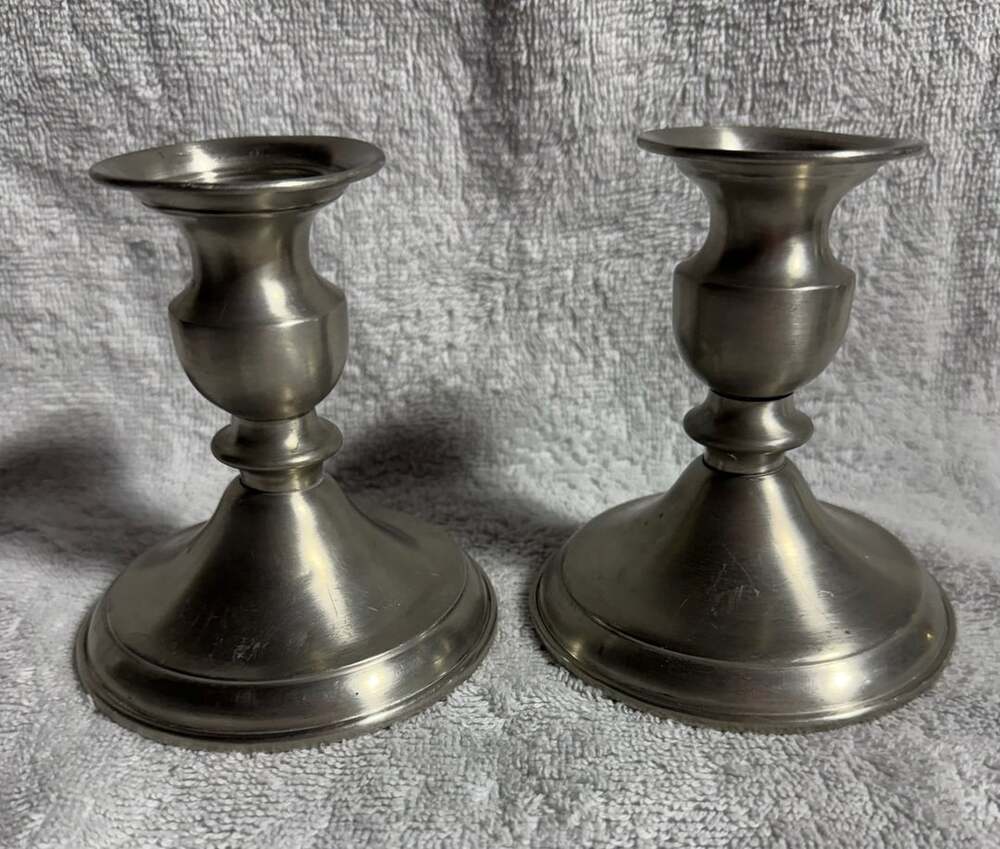 Leonard brand Pewter Candlestick Holders Pair